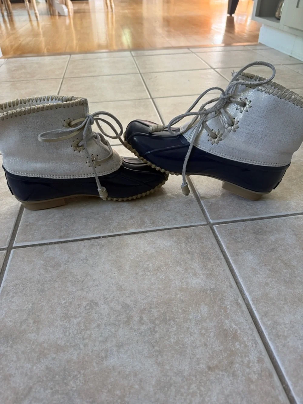 Jack Rogers Duck Boots Chloe Blue Metallic Sparkle Sherpa Lined Preppy 8